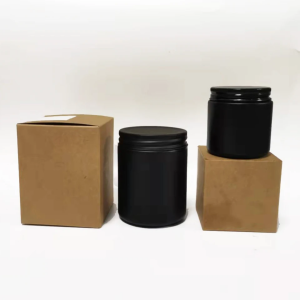 Vintage Round Matte Black Glass Jar